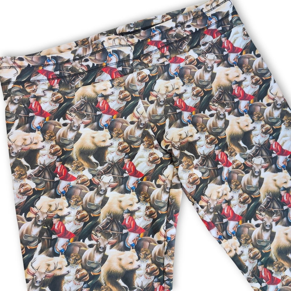 Agua Bendita Horse Dogs Bear Deer Animal Print Leggings NWOT